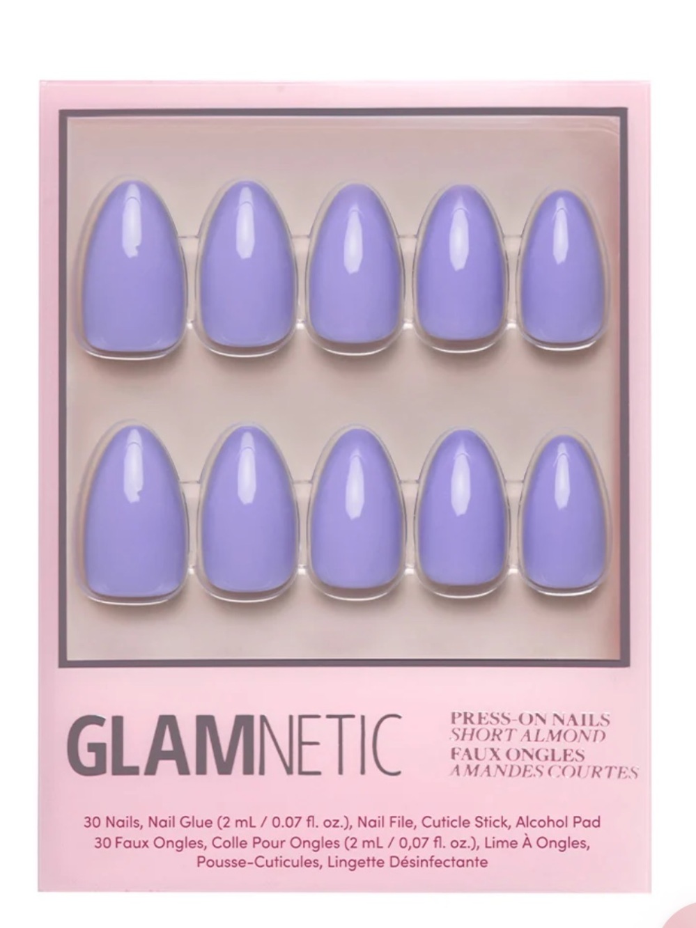 Glamnetic Short Almond Press-On Nails in Lavender Purple